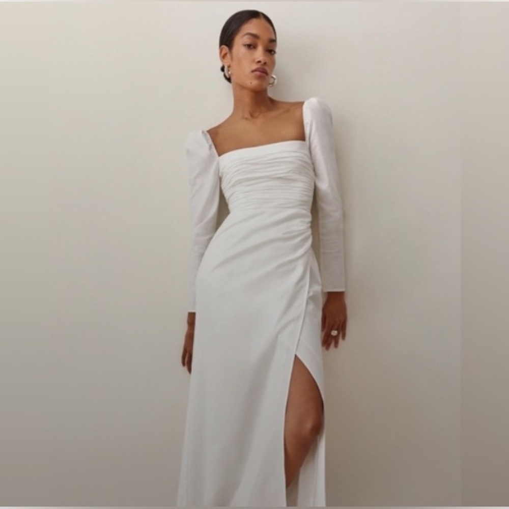 Reformation Isaac Dress - Elegant White Long Sleeve Dress
